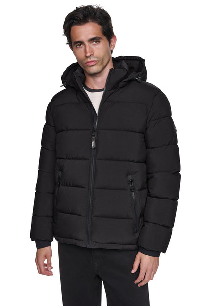 HEAVY WEIGHT HOODED PUFFER Black | DKNY