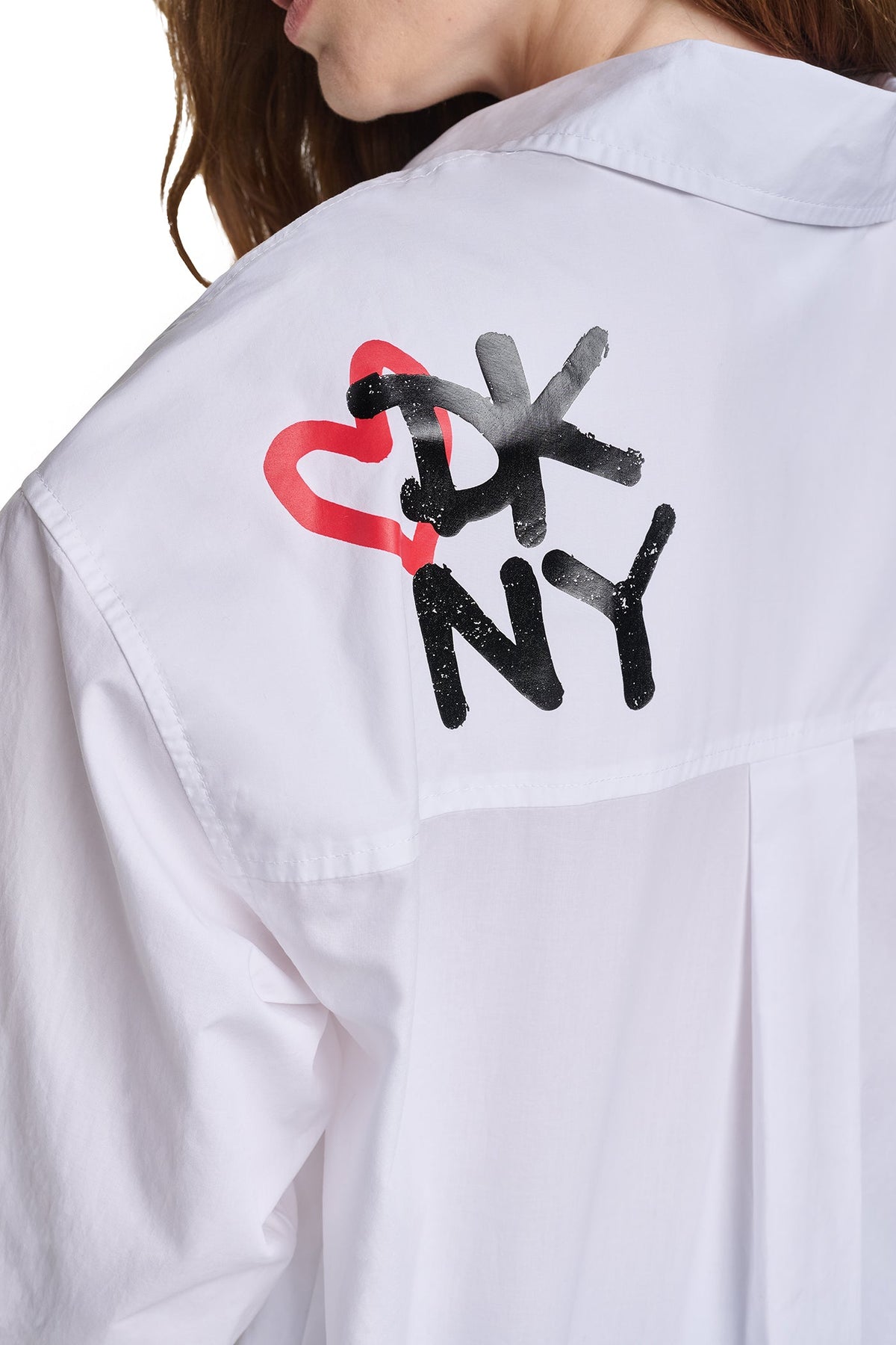 GRAFFITI LOGO POPLIN SHIRT White/Black | DKNY