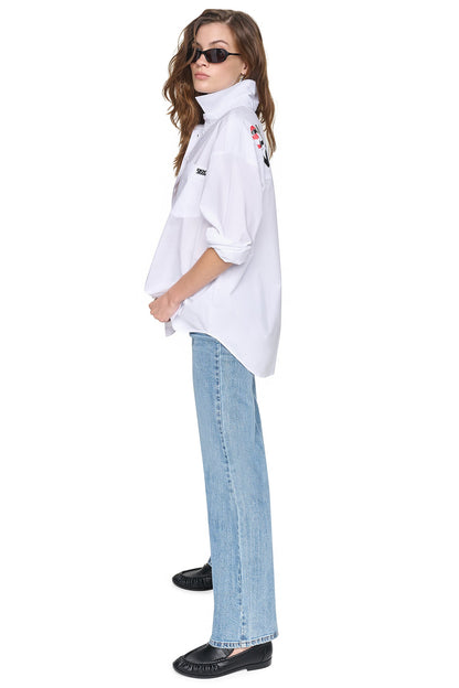 GRAFFITI LOGO POPLIN SHIRT White/Black | DKNY