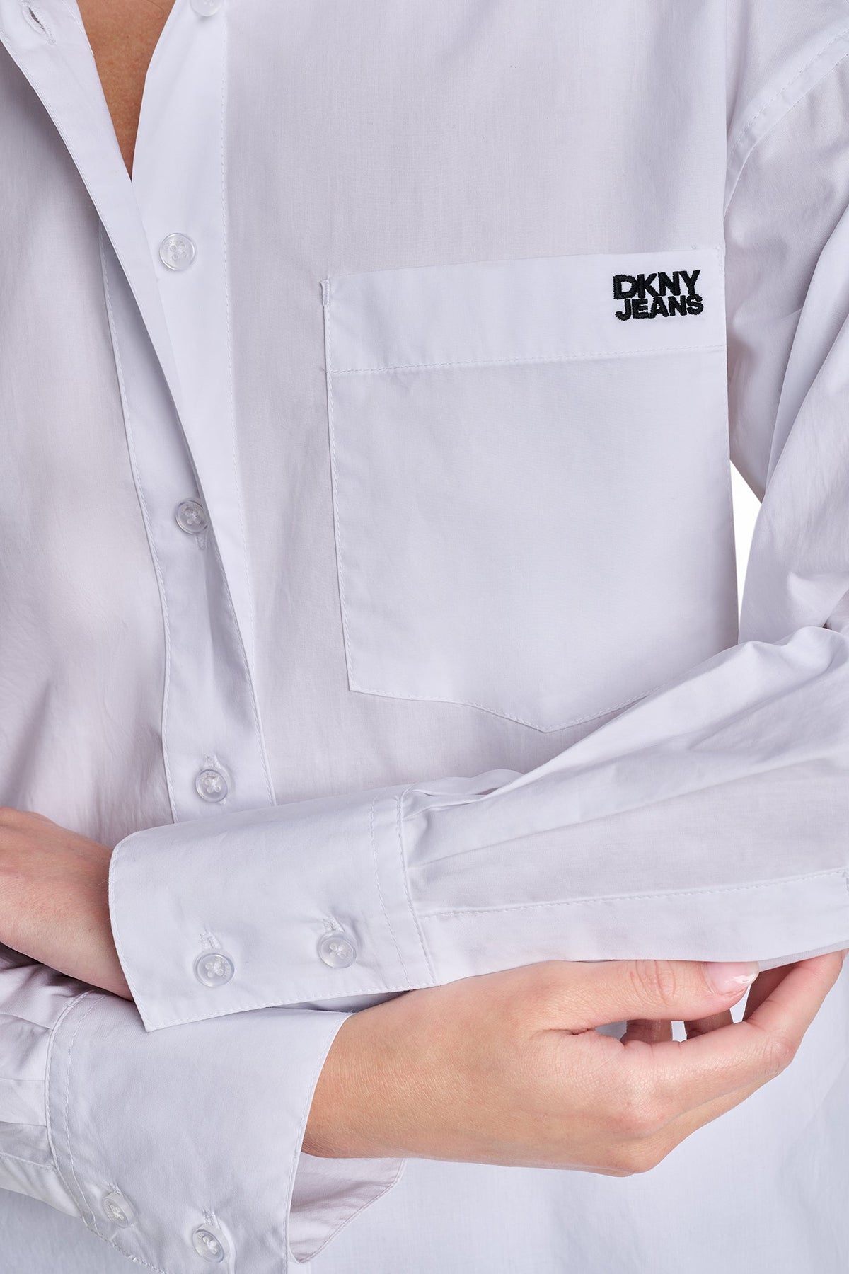 GRAFFITI LOGO POPLIN SHIRT White/Black | DKNY