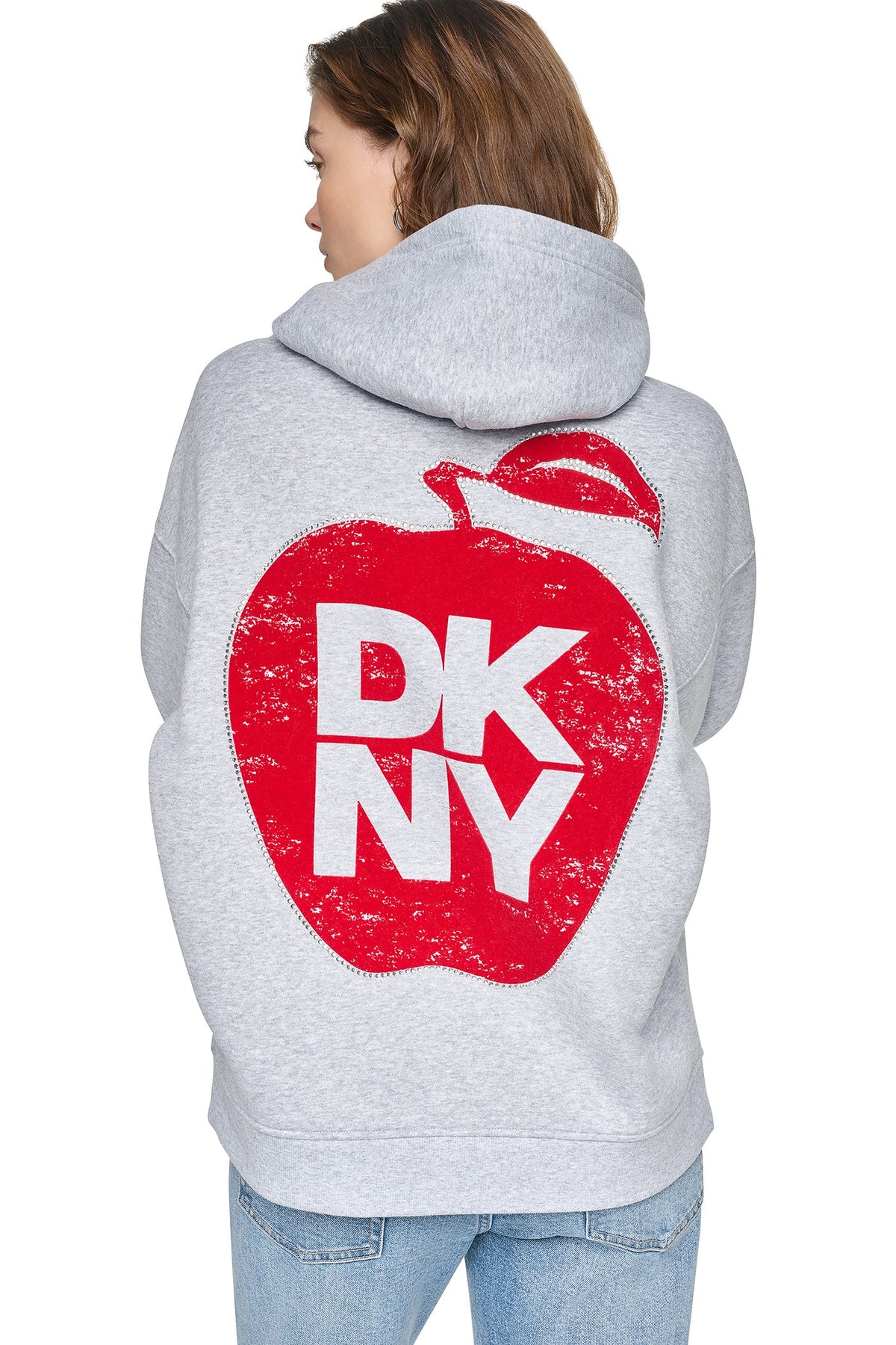 OVERSIZED BIG APPLE LOGO HOODIE Black | DKNY