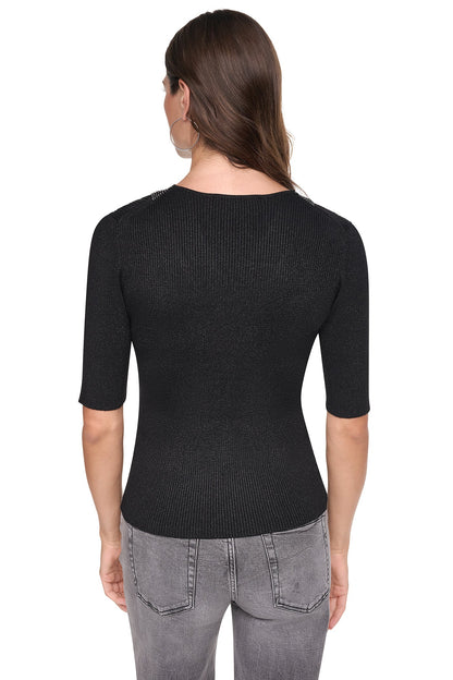 EMBELLISHED METALLIC SWEATER Black | DKNY