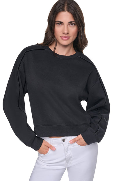 VELVET LOGO SWEATSHIRT Ivory | DKNY