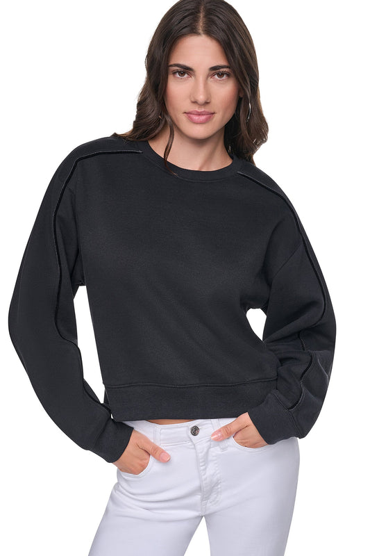 VELVET LOGO SWEATSHIRT Ivory | DKNY