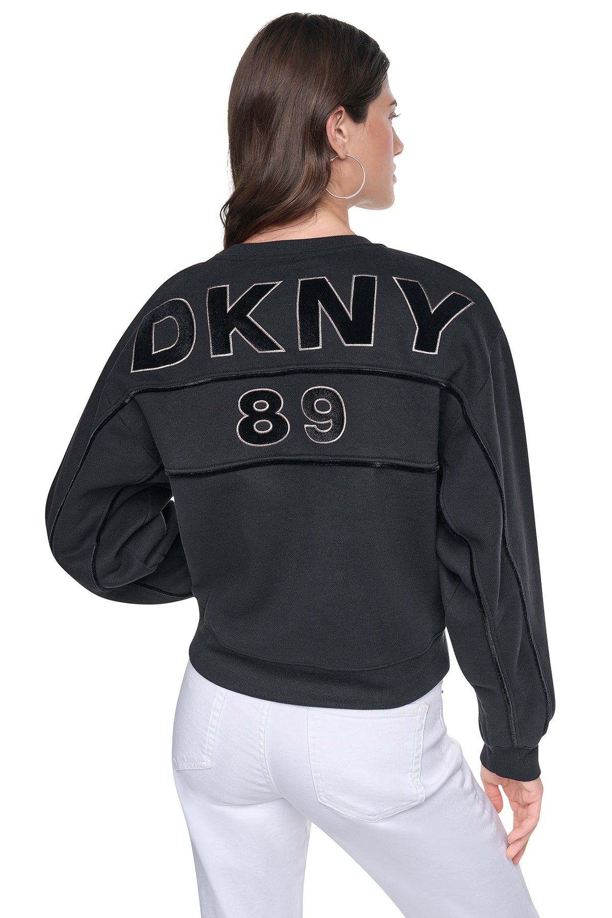 VELVET LOGO SWEATSHIRT Ivory | DKNY