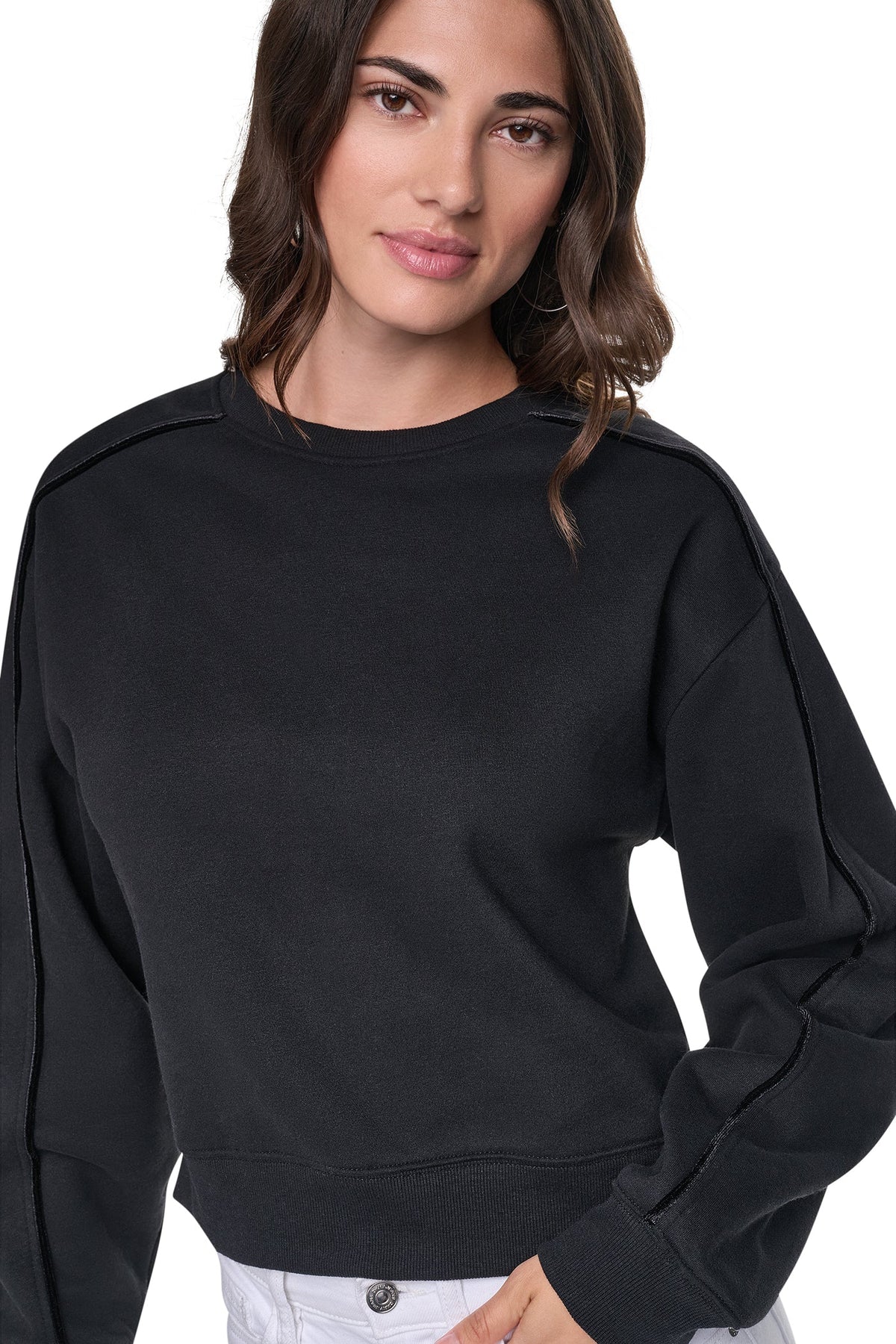 VELVET LOGO SWEATSHIRT Ivory | DKNY