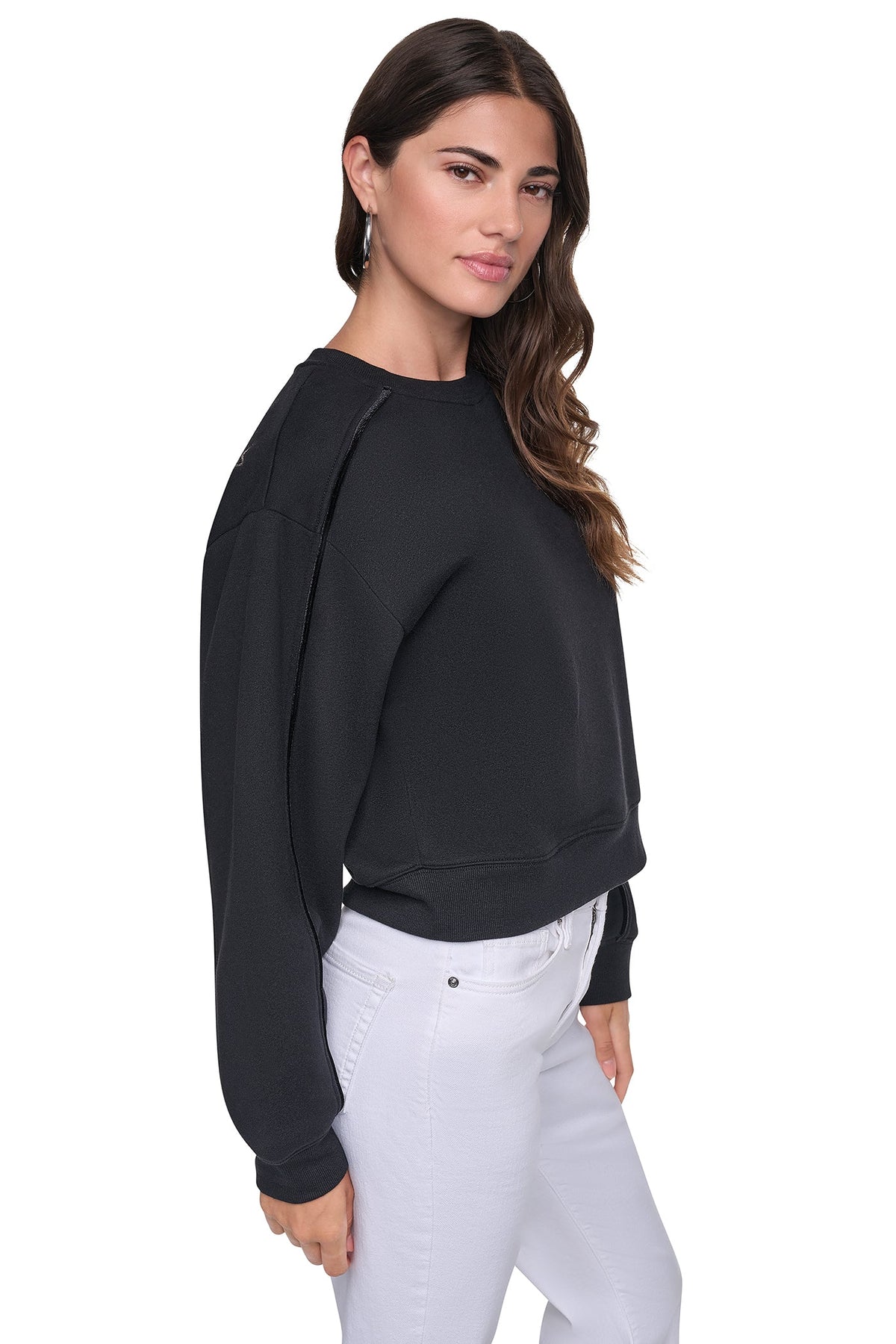 VELVET LOGO SWEATSHIRT Ivory | DKNY