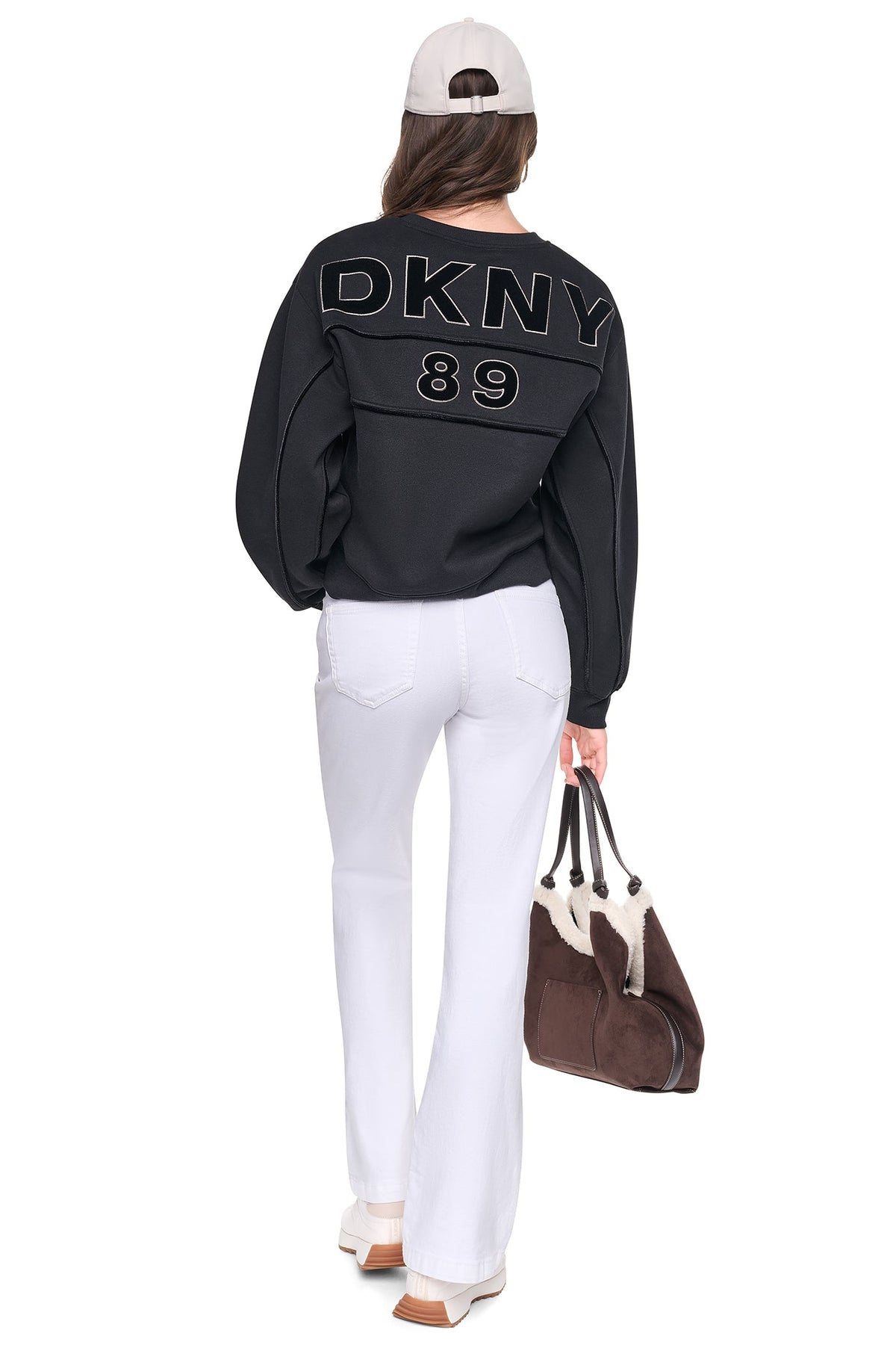 VELVET LOGO SWEATSHIRT Ivory | DKNY
