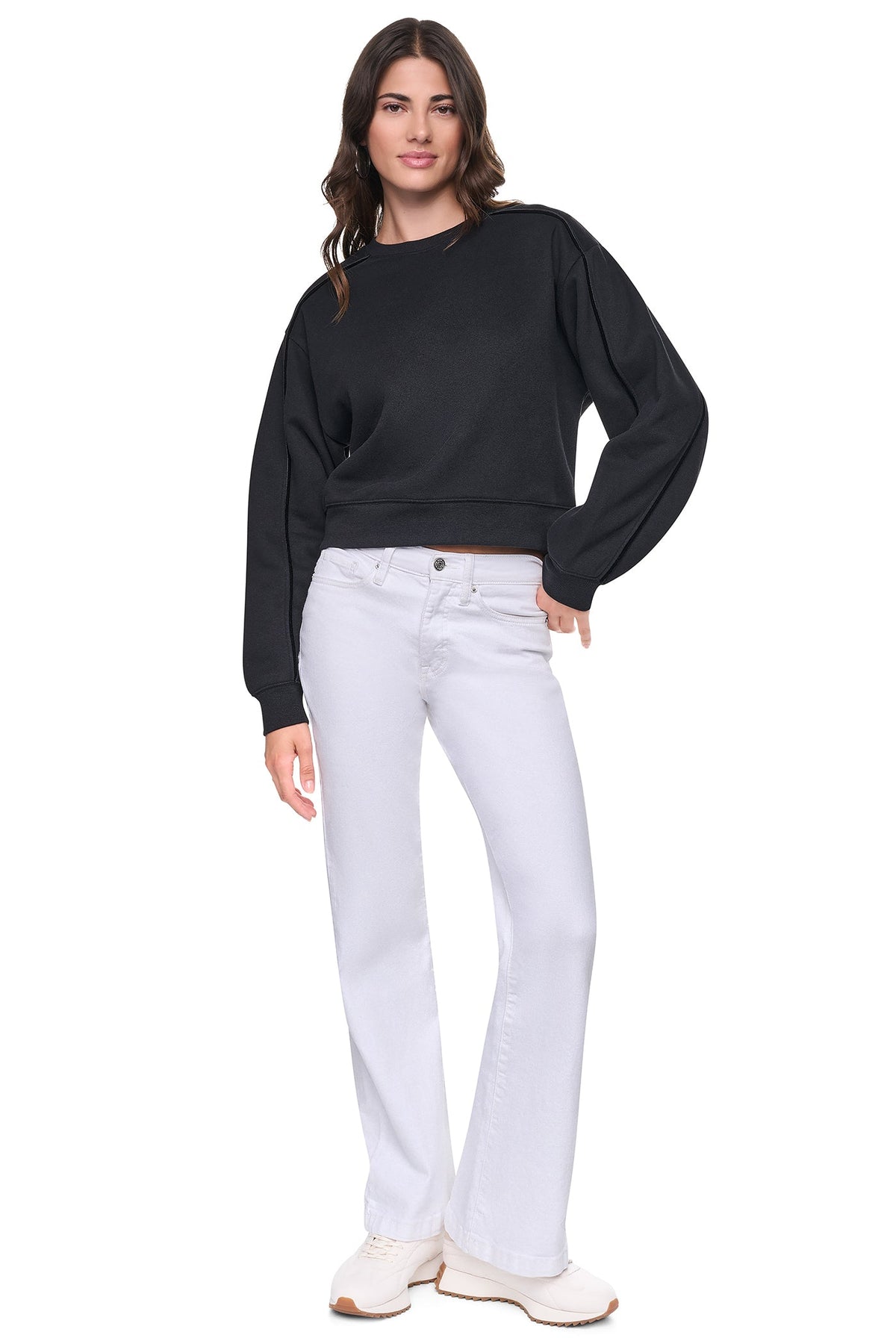 VELVET LOGO SWEATSHIRT Ivory | DKNY