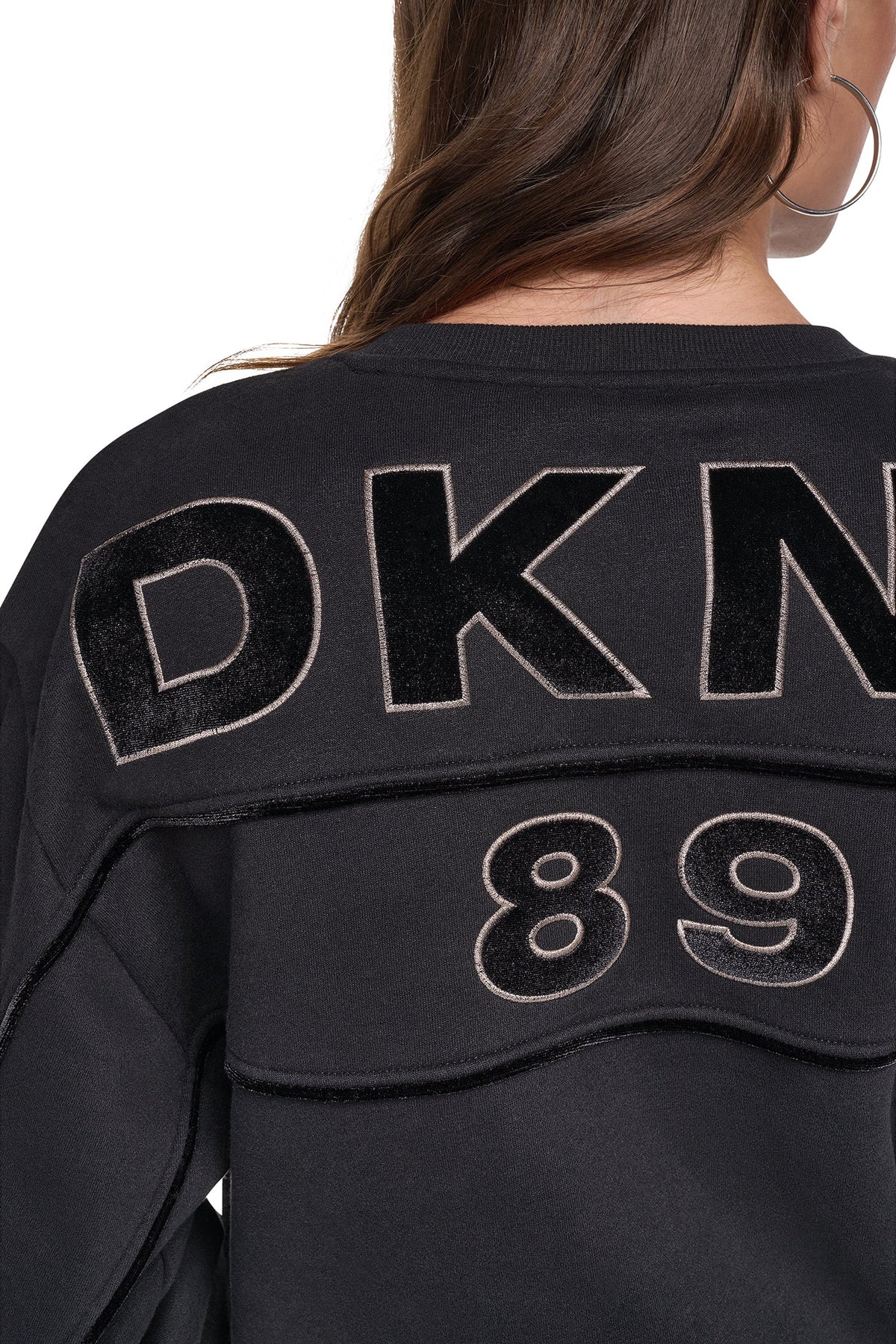 VELVET LOGO SWEATSHIRT Ivory | DKNY