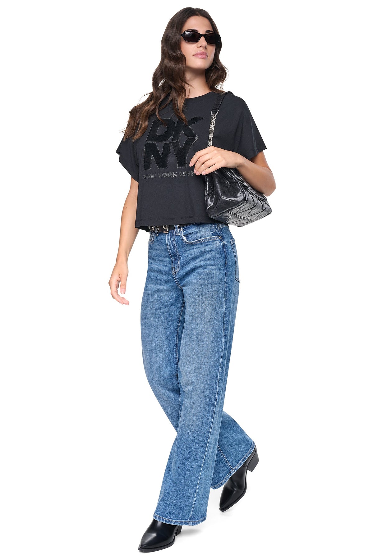 FLOCKED LOGO TEE Black | DKNY