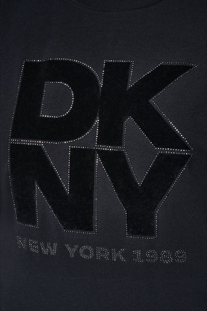 FLOCKED LOGO TEE Black | DKNY
