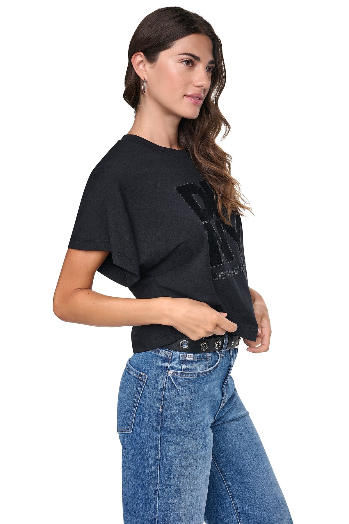 FLOCKED LOGO TEE White | DKNY