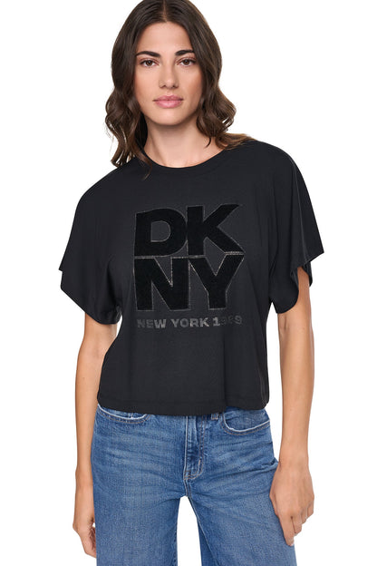FLOCKED LOGO TEE White | DKNY