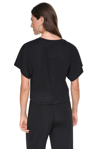 EMBELLISHED LOGO DOLMAN TEE Black | DKNY