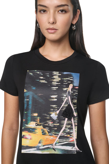NYC NIGHTS GRAPHIC TEE White | DKNY