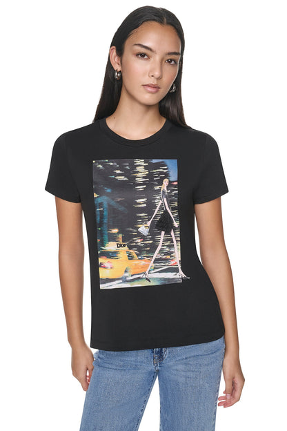 NYC NIGHTS GRAPHIC TEE White | DKNY