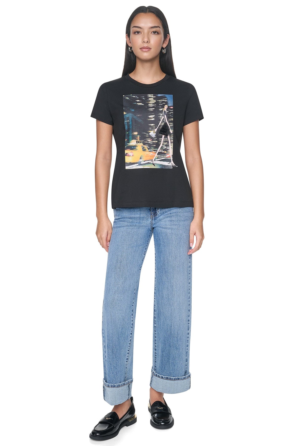 NYC NIGHTS GRAPHIC TEE Black | DKNY