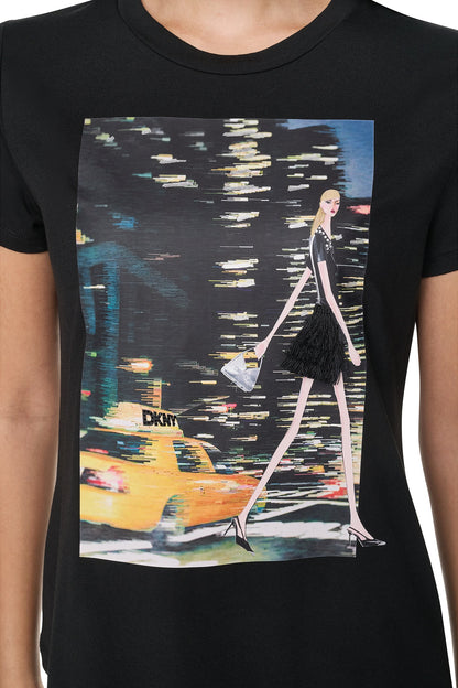 NYC NIGHTS GRAPHIC TEE Black | DKNY