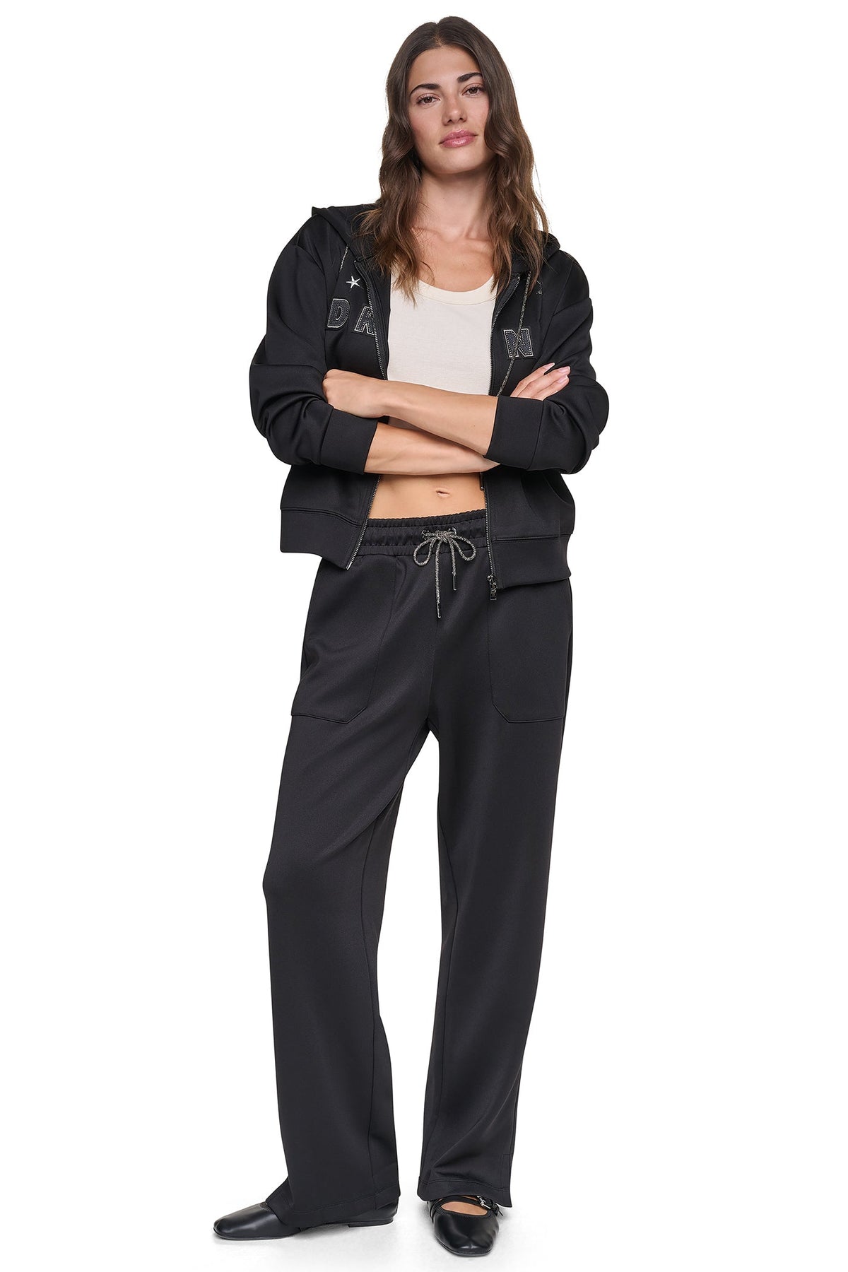 PINS & PATCHES DRAWSTRING PANT Black | DKNY