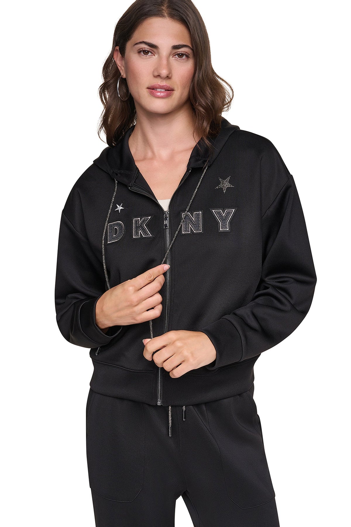 PINS & PATCHES HOODIE Black | DKNY