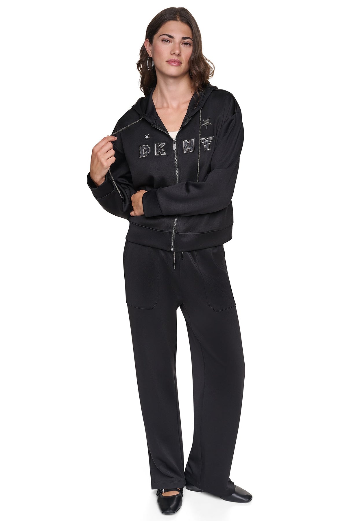 PINS & PATCHES HOODIE Black | DKNY