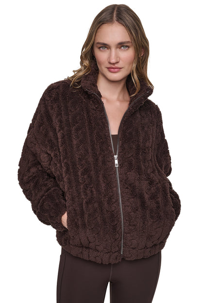 CABLE SHERPA FULL ZIP JACKET Eggnog | DKNY