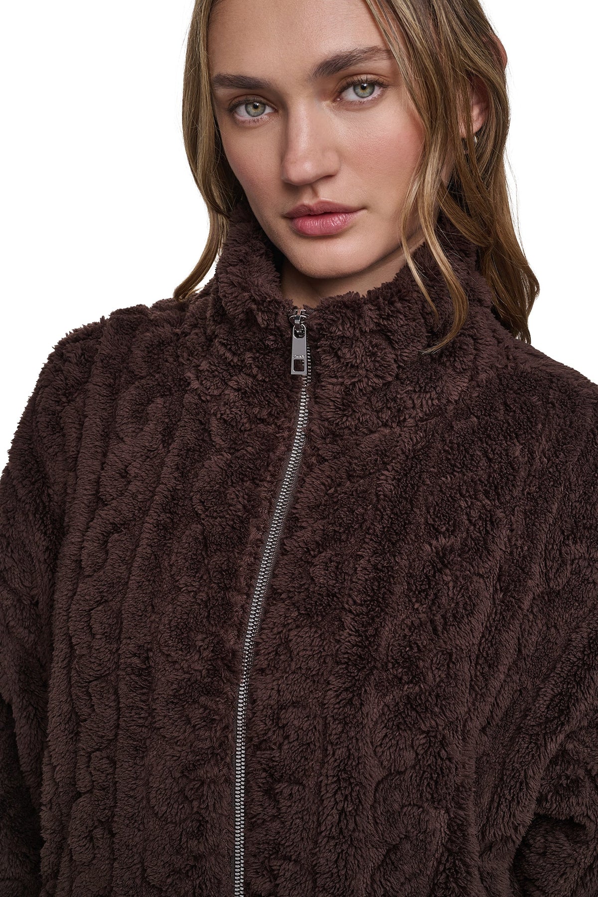 CABLE SHERPA FULL ZIP JACKET Eggnog | DKNY
