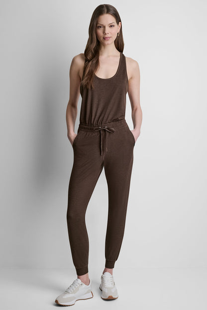 SPACEDYE RACERBACK TANK JUMPSUIT Espresso Spacedye | DKNY