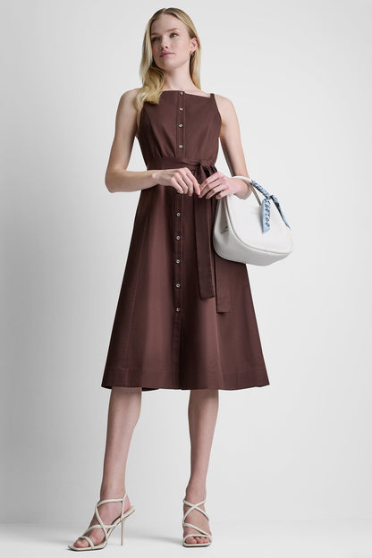 SLEEVELESS MIDI FIT & FLARE DRESS Java | DKNY