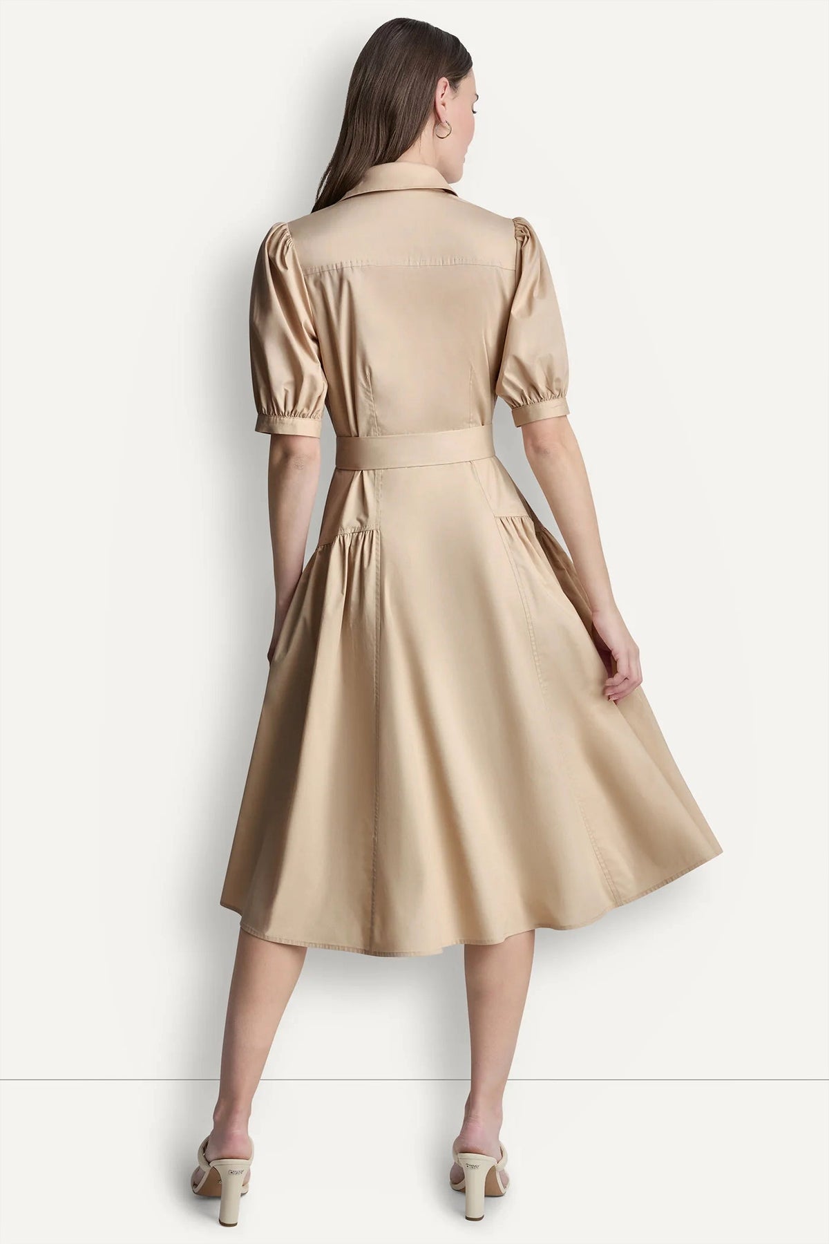 COTTON-BLEND DROP-WAIST MIDI SHIRT DRESS Moonlight | DKNY