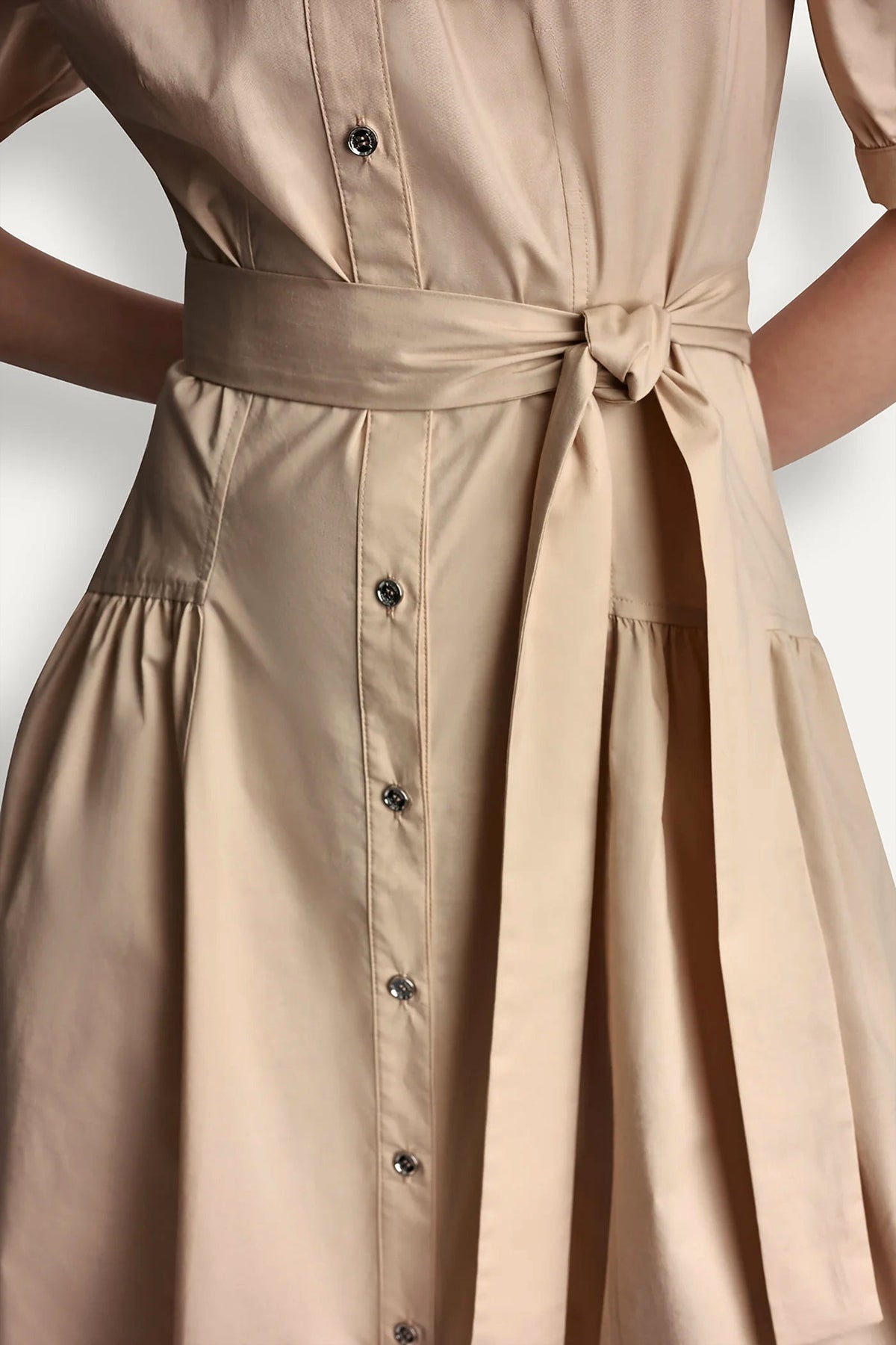COTTON-BLEND DROP-WAIST MIDI SHIRT DRESS Moonlight | DKNY