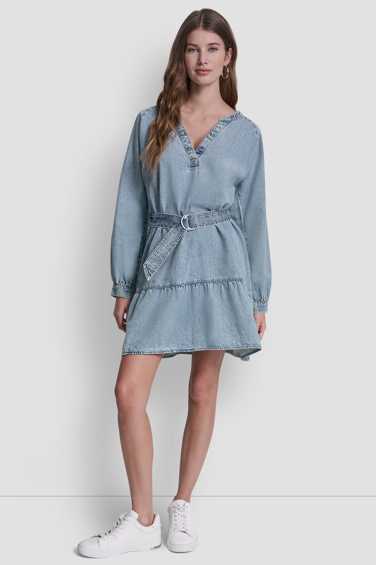 BELTED DENIM V-NECK DRESS Reflection | DKNY