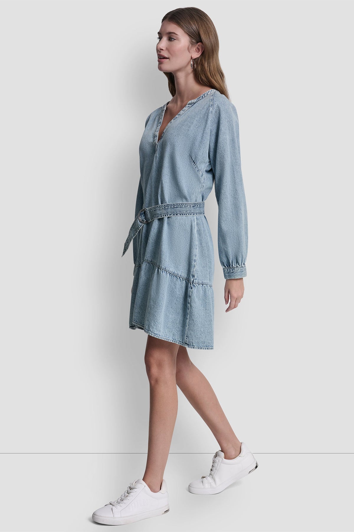 BELTED DENIM V-NECK DRESS Reflection | DKNY