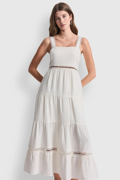 TIERED TANK MAXI DRESS Eggnog | DKNY