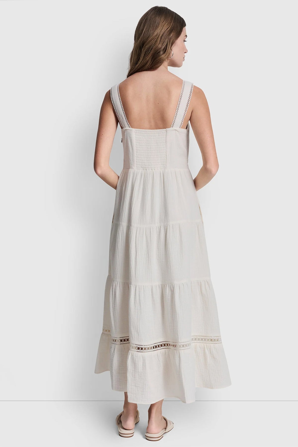 TIERED TANK MAXI DRESS Eggnog | DKNY