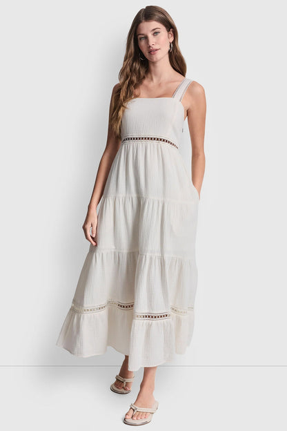 TIERED TANK MAXI DRESS Eggnog | DKNY