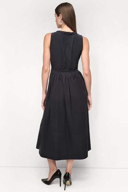 SLEEVELESS GATHERED MIDI A-LINE DRESS Indigo | DKNY