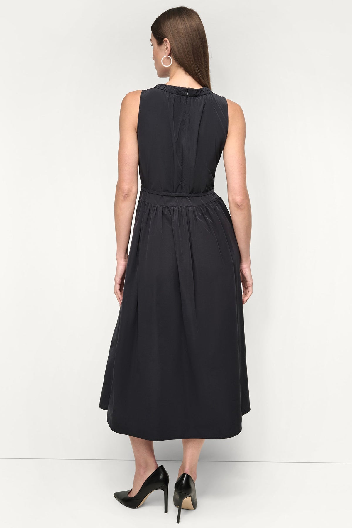 SLEEVELESS GATHERED MIDI A-LINE DRESS Indigo | DKNY