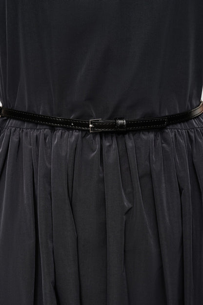 SLEEVELESS GATHERED MIDI A-LINE DRESS Indigo | DKNY