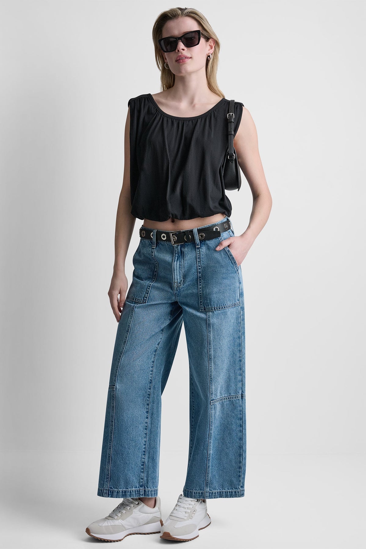 HIGH-RISE WIDE-LEG UTILITY ANKLE JEAN Waterfall | DKNY