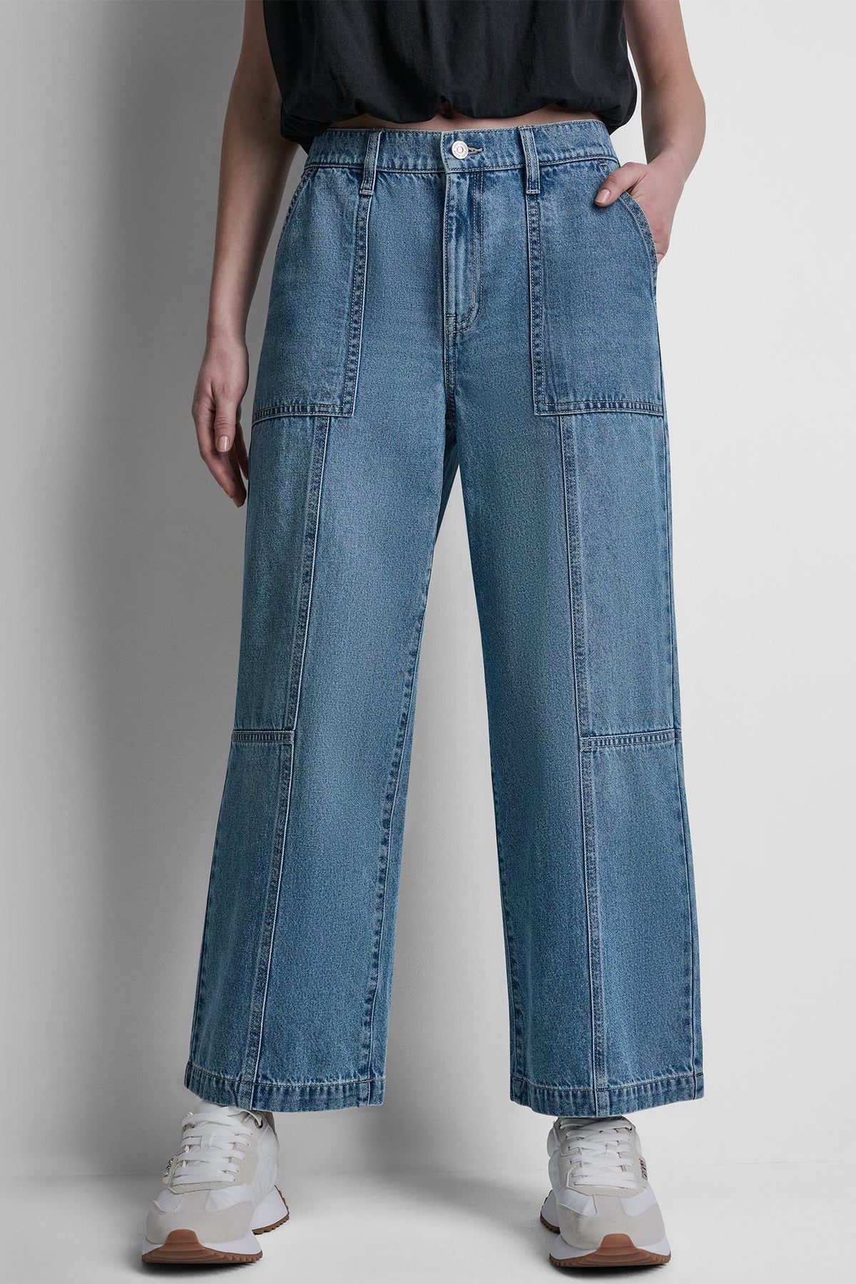 HIGH-RISE WIDE-LEG UTILITY ANKLE JEAN Waterfall | DKNY