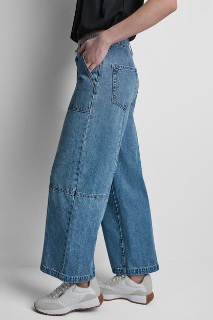 HIGH-RISE WIDE-LEG UTILITY ANKLE JEAN Waterfall | DKNY