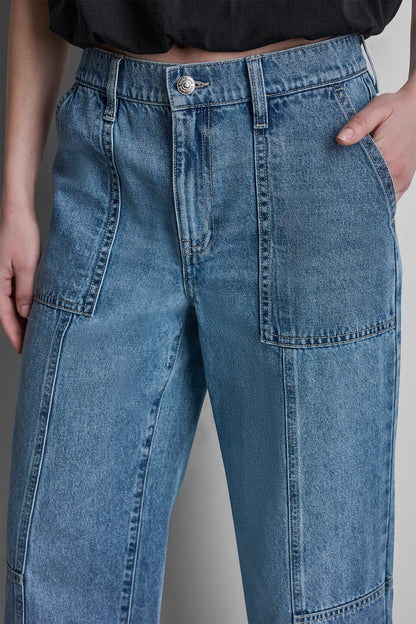 HIGH-RISE WIDE-LEG UTILITY ANKLE JEAN Waterfall | DKNY