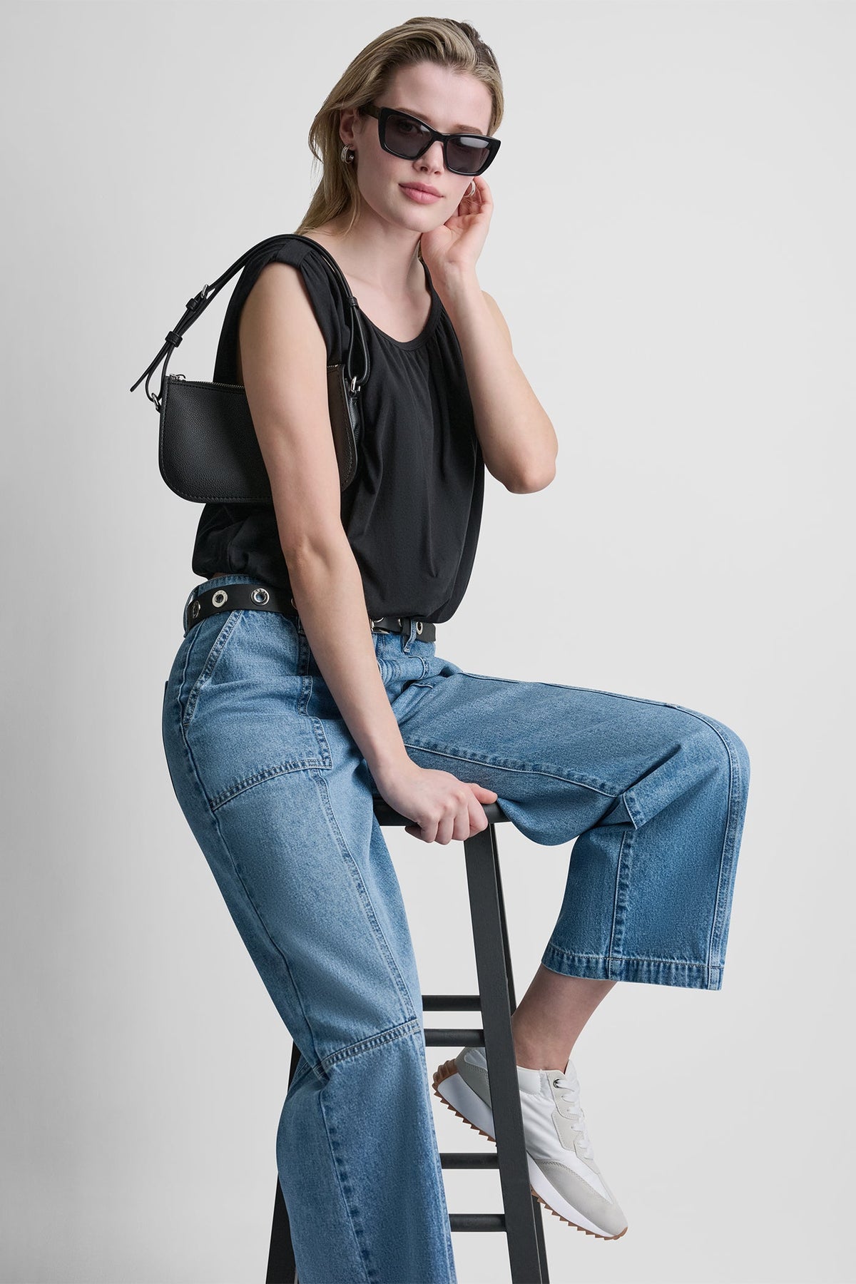 HIGH-RISE WIDE-LEG UTILITY ANKLE JEAN Waterfall | DKNY