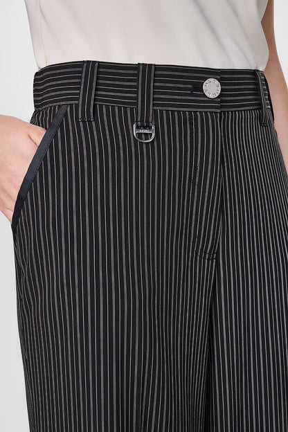 PINSTRIPE WIDE-LEG COMMUTER PANT Black/Ivory | DKNY