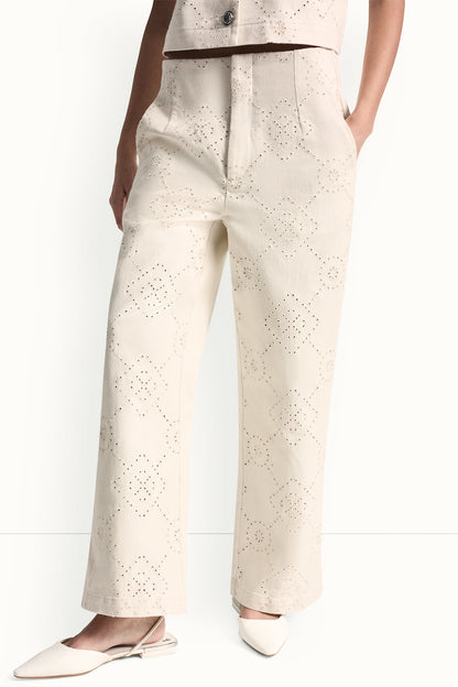 HIGH-RISE TWILL WIDE LEG PANT Eggnog | DKNY