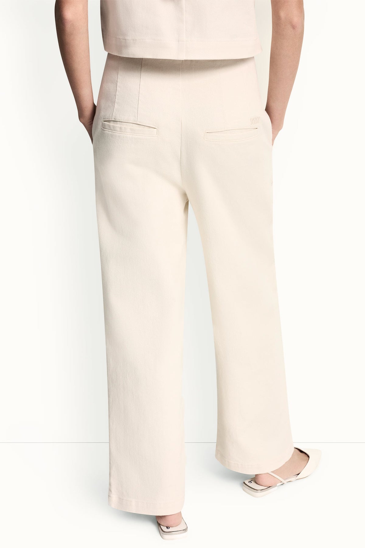HIGH-RISE TWILL WIDE LEG PANT Eggnog | DKNY