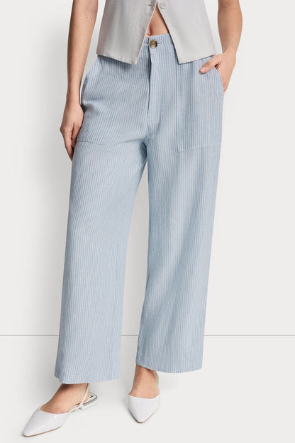 CROPPED WIDE LEG LINEN-BLEND PANTS Lex Pebble | DKNY
