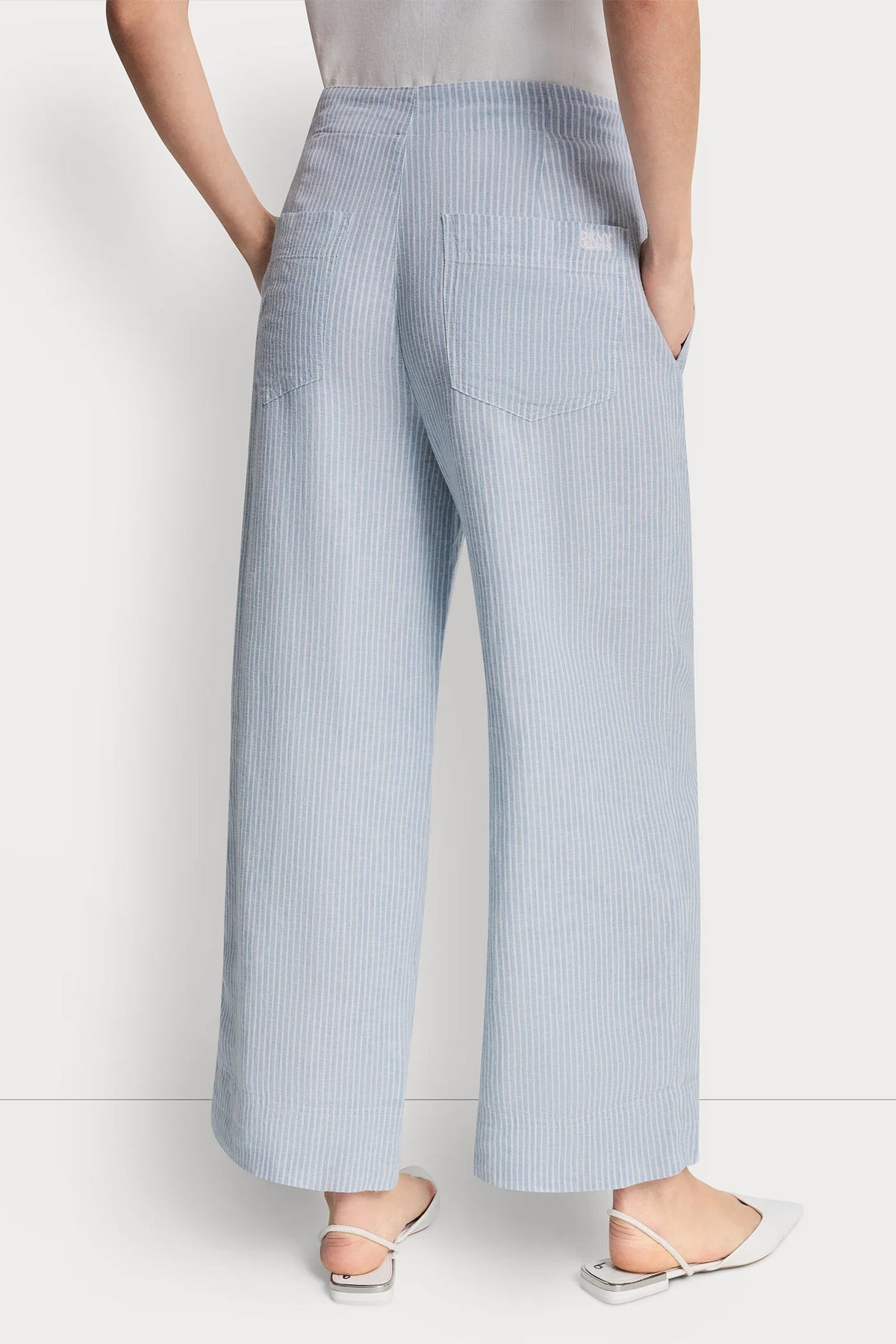 CROPPED WIDE LEG LINEN-BLEND PANTS Lex Pebble | DKNY